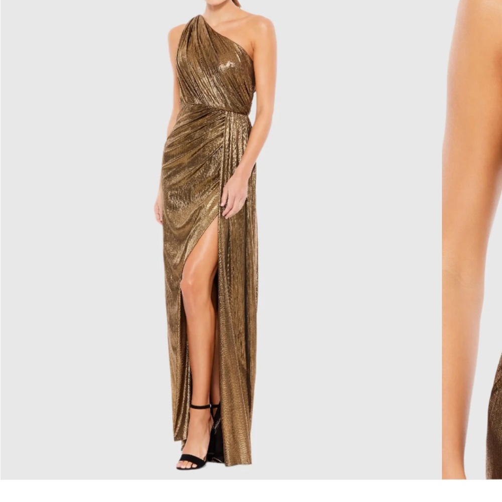 Mac Duggal Gold Asymmetrical One Shoulder Gown